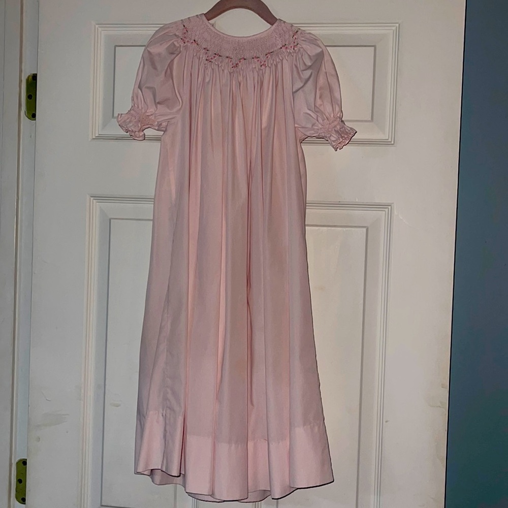 Smocked Rosalina 7Y Girls pink Dress NEW